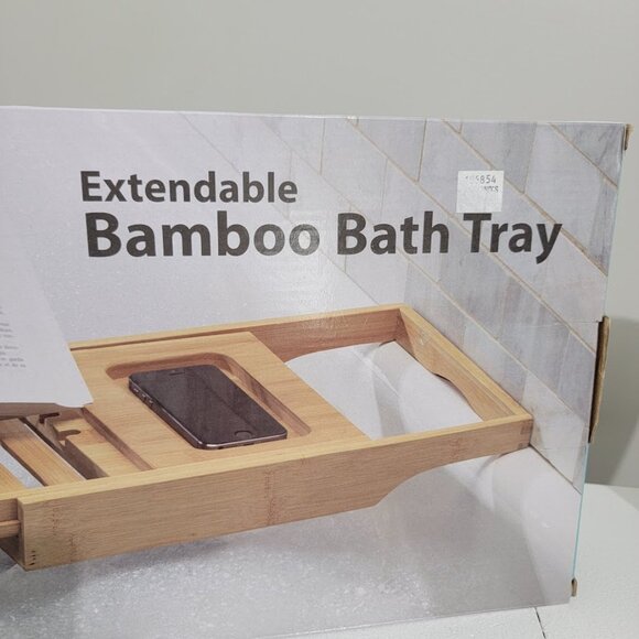 New Home Essentials Extendable Bamboo Bath Bathtub Tray Table Book Tablet Stand - Picture 3 of 8